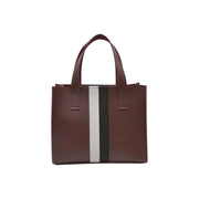 Jupes Brown Faux Leather Stylish Stripe Tote Bag