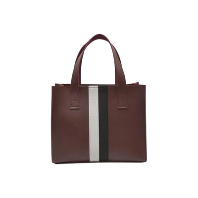 Jupes Brown Faux Leather Stylish Stripe Tote Bag
