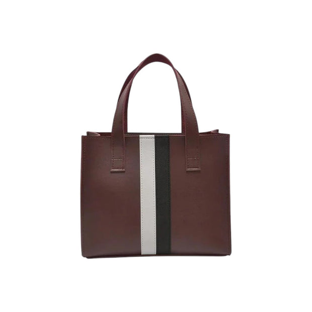 Jupes Brown Faux Leather Stylish Stripe Tote Bag