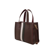 Jupes Brown Faux Leather Stylish Stripe Tote Bag
